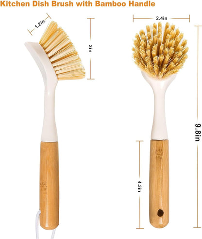 5 Pieces Cast Iron Cleaner Kit Include Stainless Steel Chainmail Scrubber, Dish Scrub Brush, Dual Sided Kitchen Dish Scrubber Sponge, Hot Handle Holder for Cleaning Cast Iron Skillets, Pot & Pans