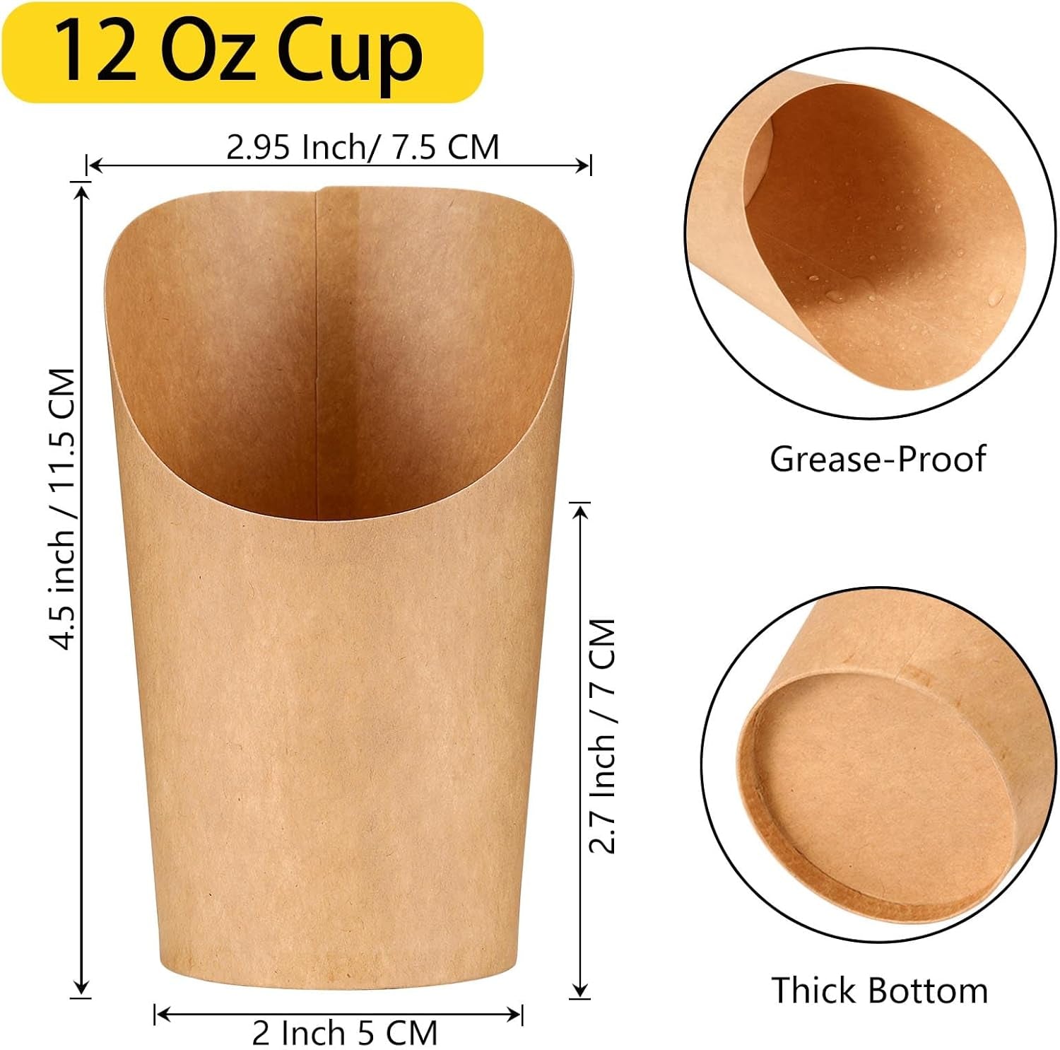 50 Pcs Charcuterie Cups with Skewers, 12 Oz Paper Snack Appetizer Cups with Cocktail Picks, French Fry Holder Brown Kraft , Disposable Popcorn Boxes Cones, Party Board Favor(50 Conecups + 200 Sticks)
