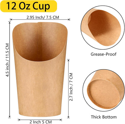 50 Pcs Charcuterie Cups with Skewers, 12 Oz Paper Snack Appetizer Cups with Cocktail Picks, French Fry Holder Brown Kraft , Disposable Popcorn Boxes Cones, Party Board Favor(50 Conecups + 200 Sticks)