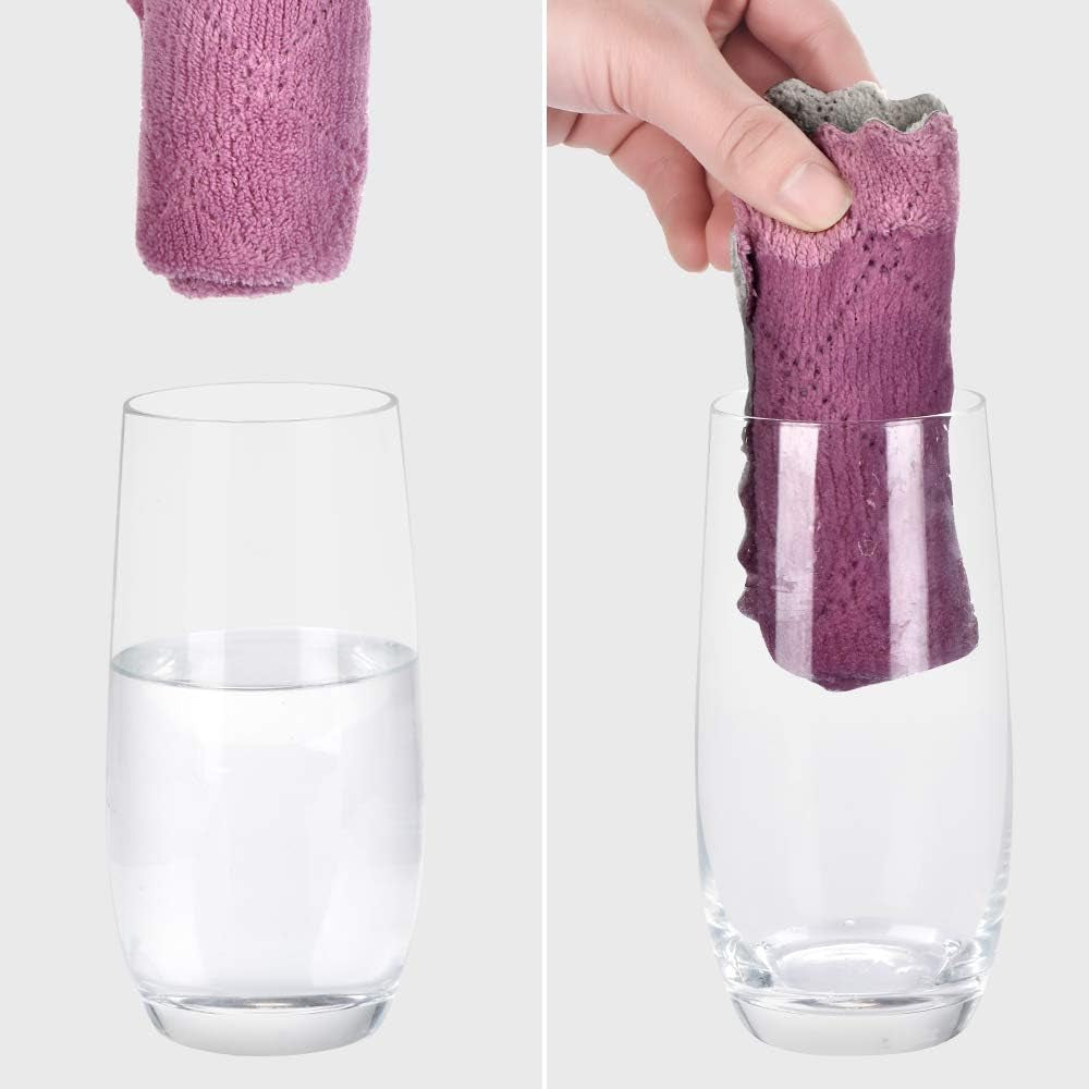 12PCS Kitchen Towels Dish Towels, Multipurpose Reusable Dish Cloths, Double-Sided Microfiber Cleaning Rags for Furniture, Tea, Bowl, 10X 6 Inch