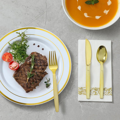 100 Pcs Gold Plastic Forks, Disposable Plastic Forks, Plastic Utensils for Parties, Weddings, Picnics, Big Event, Daily Use - BPA FREE