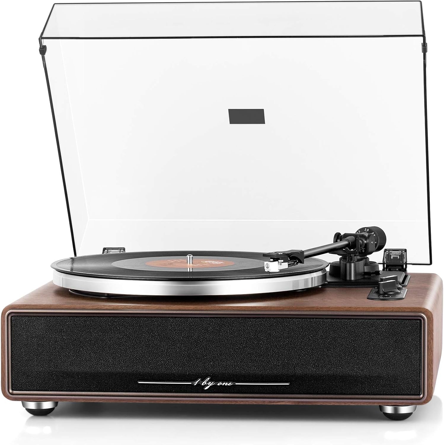 High Fidelity Belt Drive Turntable with Built-In Speakers, Vinyl Record Player with Magnetic Cartridge, Bluetooth Playback and Aux-In Functionality, Auto Off