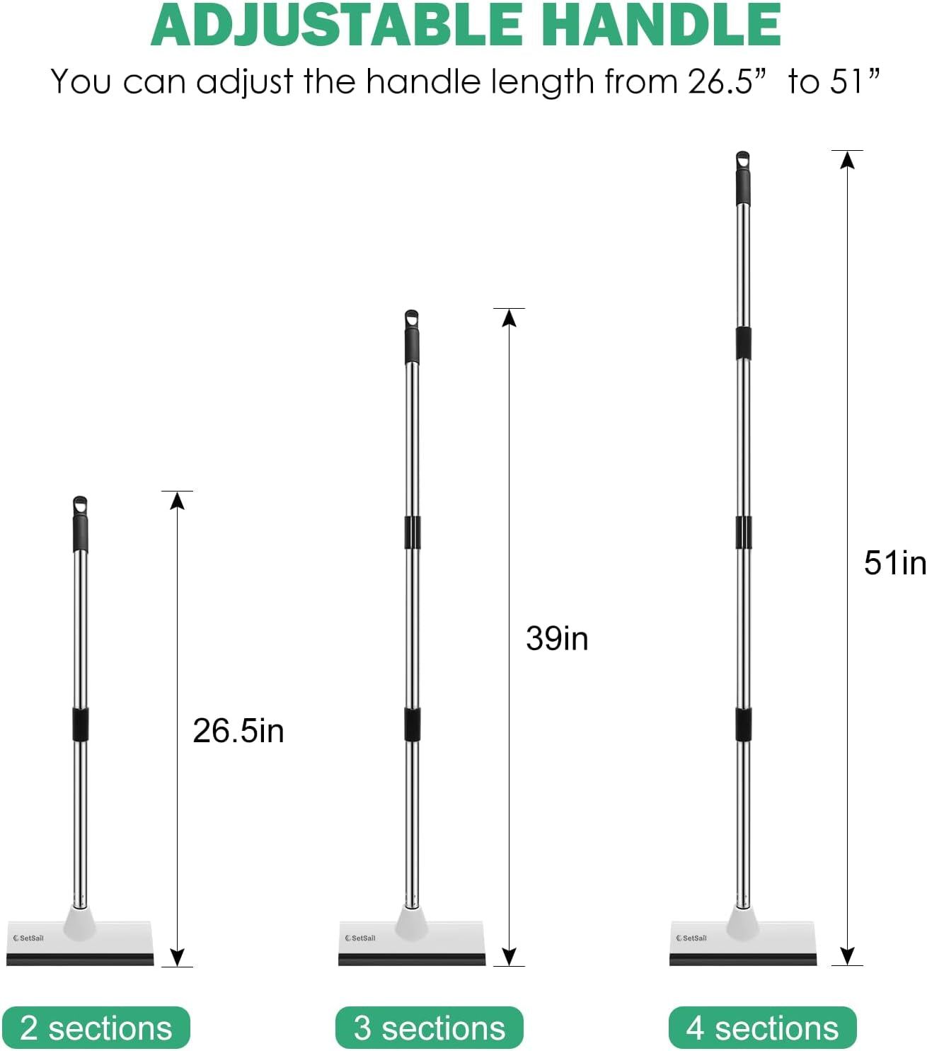 2 Pack Heavy-Duty Scrub Brush+Floor Scrub Brush with 51-Inch Long Adjustable Handle 2 in 1 Scrape Brush Stiff Bristle Floor Scrubber for Cleaning Shower Bathroom Garage Kitchen Wall Deck Tub