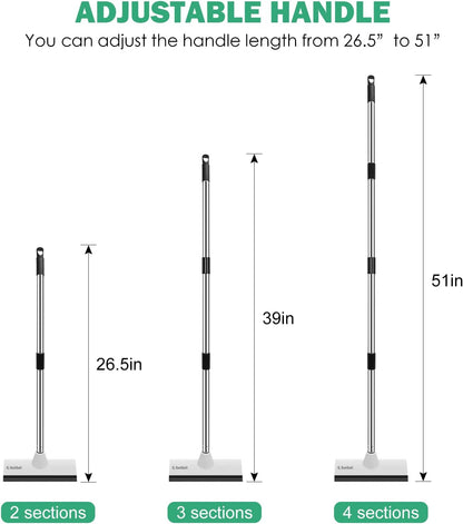 2 Pack Heavy-Duty Scrub Brush+Floor Scrub Brush with 51-Inch Long Adjustable Handle 2 in 1 Scrape Brush Stiff Bristle Floor Scrubber for Cleaning Shower Bathroom Garage Kitchen Wall Deck Tub