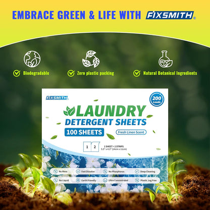 Laundry Detergent Sheets - 200 Loads (100 Sheets) Microfiber Cleaning Cloth, 20 Pack Cleaning Rags, Cleaning Towels for Housekeeping,