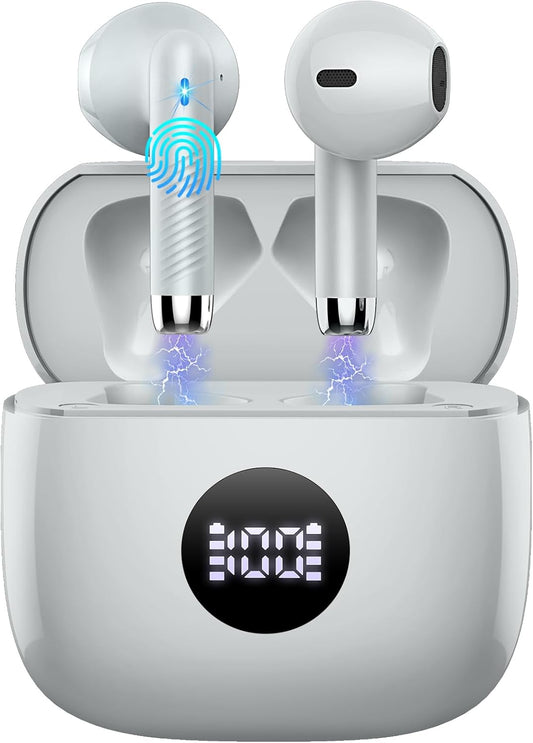 Wireless Earbuds, Bluetooth 5.4 Earbuds Stereo Bass, Bluetooth Headphones in Ear Noise Cancelling Mic, Sports Earphones IP7 Waterproof USB C, 40H Playtime Mini Charging Case Ear Buds for Android Ios