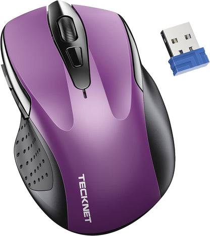 Wireless Mouse for Laptop, Silent Mouse Quiet Click, Computer Mouse Wireless, 6 Adjustable 4000 DPI Computer Mice - Purple