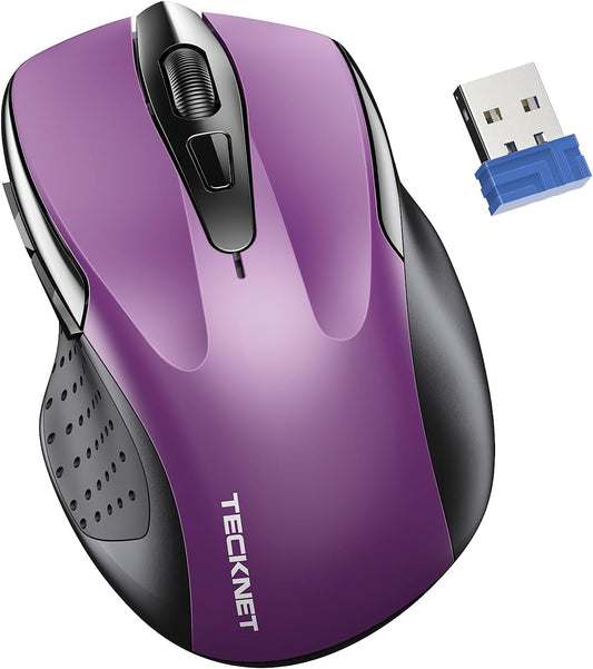 Wireless Mouse for Laptop, Silent Mouse Quiet Click, Computer Mouse Wireless, 6 Adjustable 4000 DPI Computer Mice - Purple