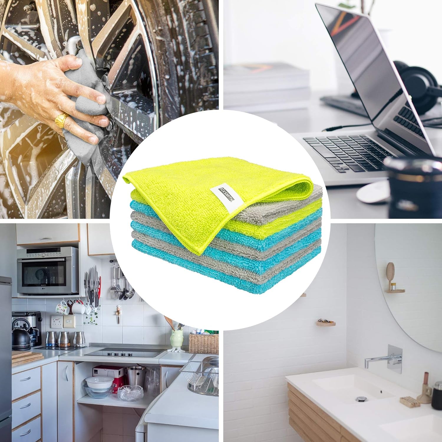 Microfiber Cleaning Cloth - Pack of 8, Size: 12 X 16 In, Multi-Functional Cleaning Towels, Highly Absorbent Cleaning Rags, Lint-Free, Streak-Free Cleaning Cloths for Car Kitchen Home