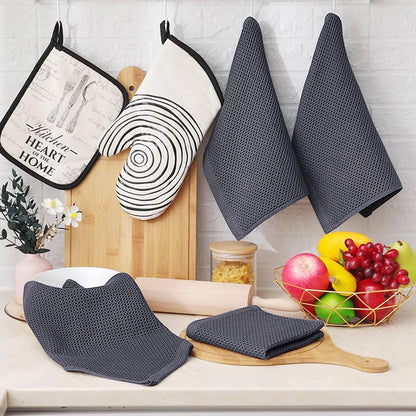 100% Cotton Kitchen Dish Cloths(Dark Grey, 12 X 12 Inches, 6-Pack) and Swedish Dishcloths for Kitchen(Grey, 10 Pack), Reusable and Eco-Friendly Cellulose Sponge Cloths