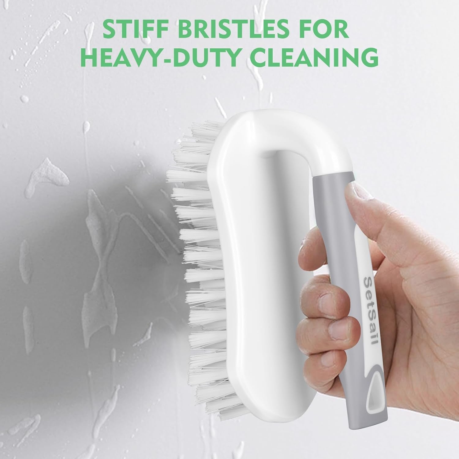 2 Pack Heavy-Duty Scrub Brush+Floor Scrub Brush with 51-Inch Long Adjustable Handle 2 in 1 Scrape Brush Stiff Bristle Floor Scrubber for Cleaning Shower Bathroom Garage Kitchen Wall Deck Tub