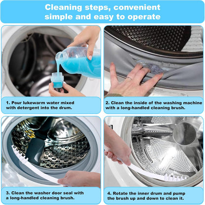 Washing Machine Cleaning Brush Set, Front Load Washer Machine Cleaner Accessories with 1PCS Drum Slot Cleaner Brushes and 5PCS Crevice Cleaning Brush for Washer Rubber Seal