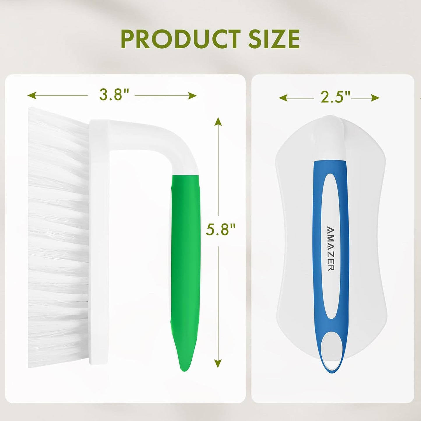 Scrub Brush for Cleaning Comfort Grip Shower Scrubber Flexible Stiff Bristles with Handle Heavy Duty Cleaner Brush for Tub Sink Carpet Floor - Pack of 2 (Blue+Green)