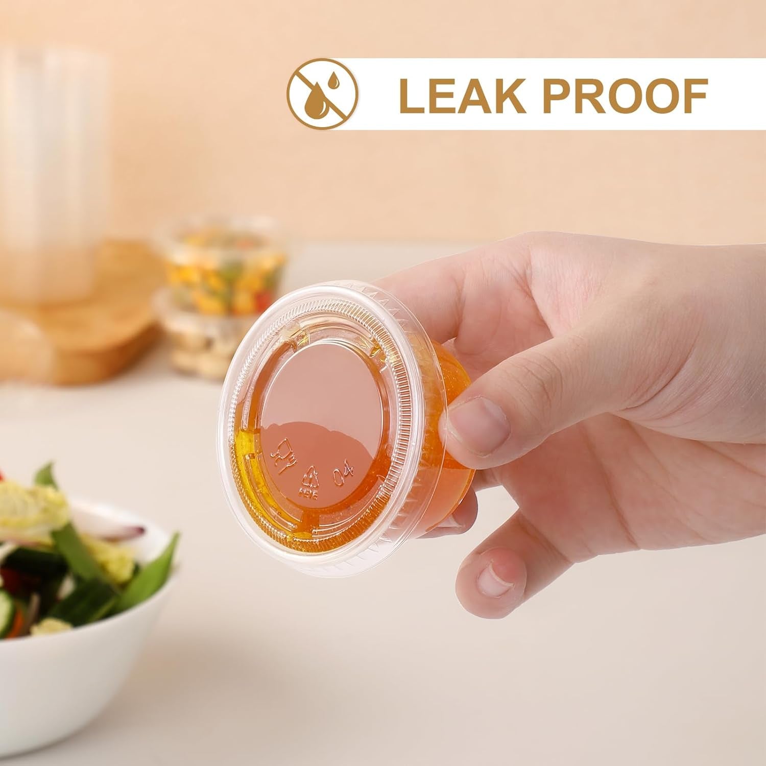 400 Set 2 Oz Jello Shot Cups with Lids, Stackable Food Safe Disposable Plastic Portion Condiment Dipping Sauce Cups, Small Containers for Salad Dressing