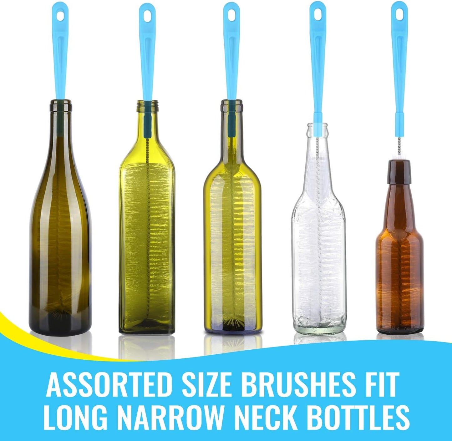 16" Bottle Brush Cleaner for Water Bottle - Long Handle Bottle Brush for Cleaning Narrow Neck Sport Bottles,Beer Bottle and Jugs, Set of 2