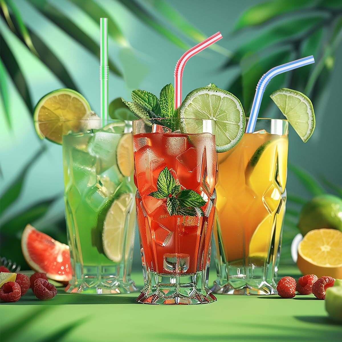 [100 Pack] 7.75'' High Flexible Plastic Straw, Flexible Disposable Straw, Independent Packaging - Multiple Colors, Suitable for Home Use Milk Juice Beverages