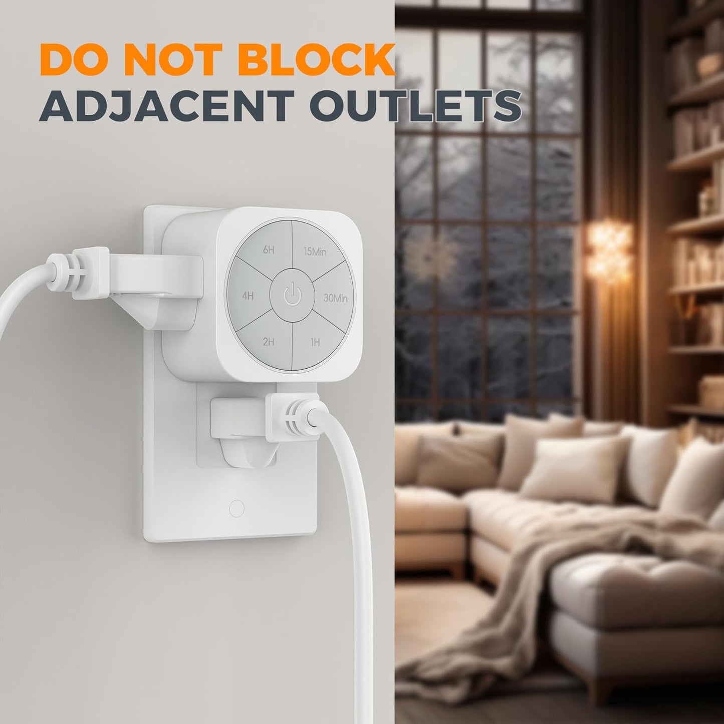 Outlet Timer Indoor 2 Pack, Countdown Timers for Electrical Outlets up to 6H for Lights, Iron, Fan, Electric Bike, Auto Shut off Switch for Home Kitchen Bedroom, 1875W