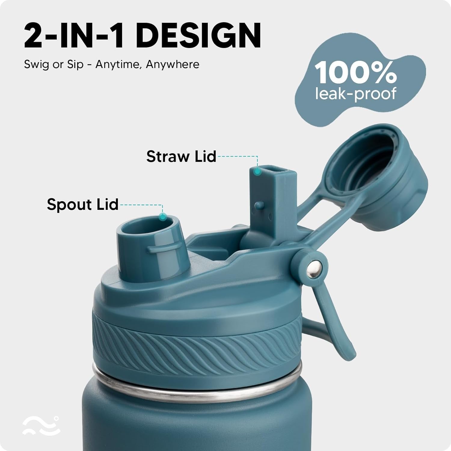 [2-IN-1 LID] Insulated Water Bottle with Silicone Boot (36Hrs Cold/18Hrs Hot) - DIY Stickers, Leakproof, BPA Free, 24 Oz