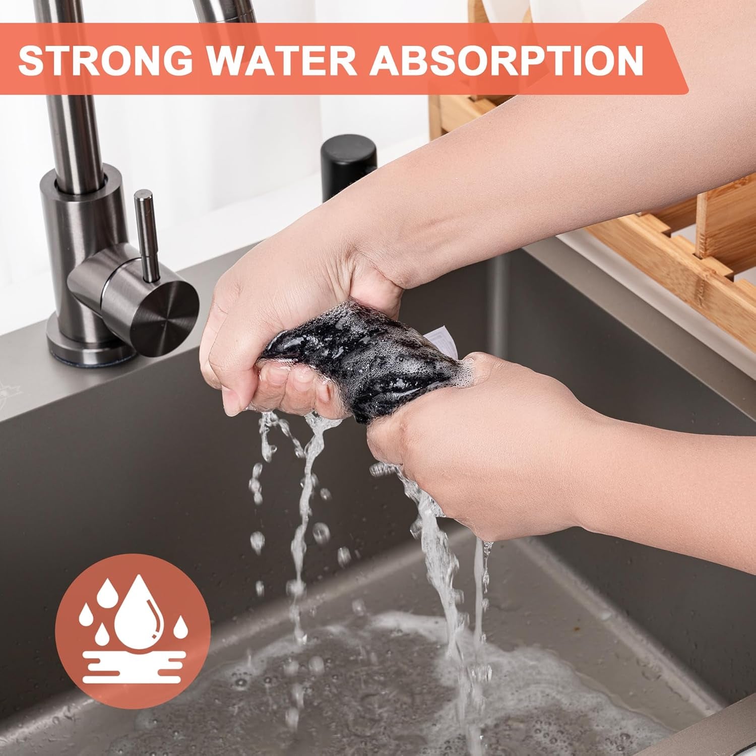 Kitchen Towels 6-Pack Kitchen Dish Cloths,100% Cotton Towels Waffle Weave, Ultra Soft Absorbent, Quick Drying, 12X12 Inches,Dark Grey