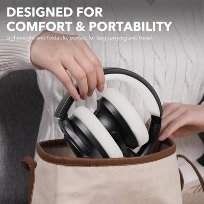 Y8+ Noise Cancelling Headphones Bluetooth, Wireless LDAC Hi-Res Audio, Custom EQ via App, 75H Playtime, Comfort Fit, over Ear Headphones Foldable for Airplane Travel Home Office Black Grey