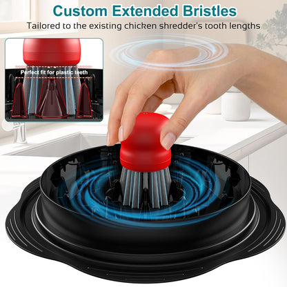 Mini Dish Brush for Cleaning Chicken Shredder, Palm Brush Dish Scrubber with Ergonomic Grip, Kitchen Brush for Washing Dishes, Pans, Pots, Sink, 1 Pack (Red)