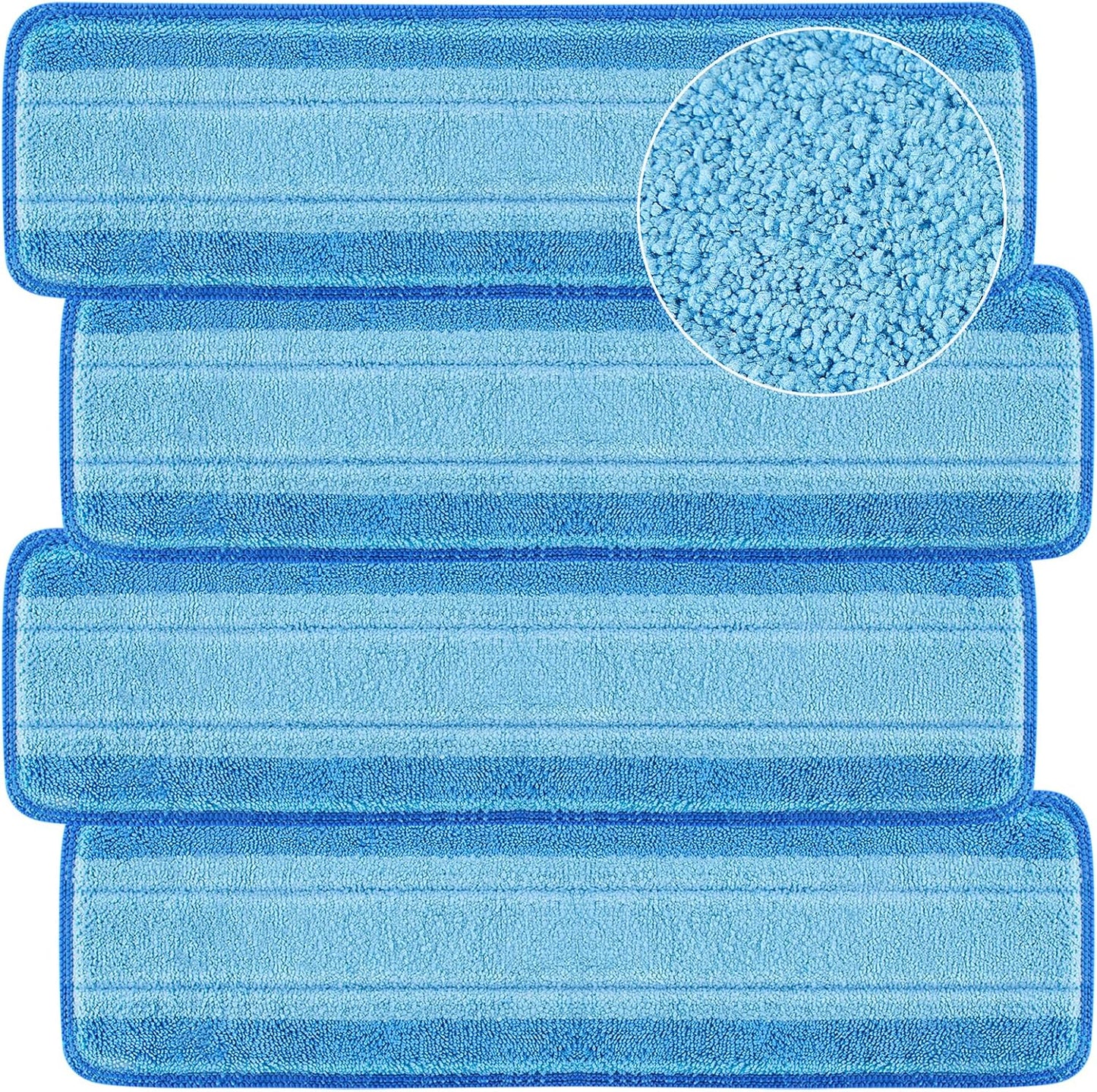 4 PCS Replacement Mop Pads, Microfiber Cleaning Mop Compatible with Bona Mop, Washable & Reusable Mop Refill Pads for Hardwood Floor,18 Inch, Blue