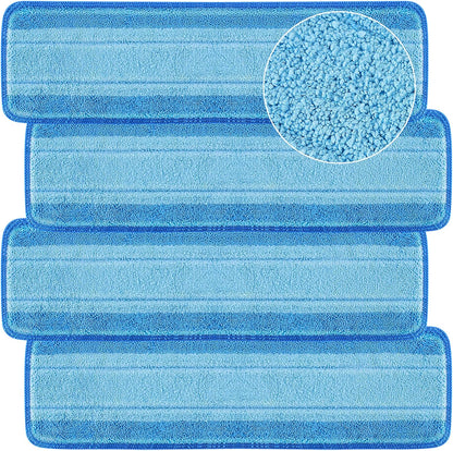4 PCS Replacement Mop Pads, Microfiber Cleaning Mop Compatible with Bona Mop, Washable & Reusable Mop Refill Pads for Hardwood Floor,18 Inch, Blue