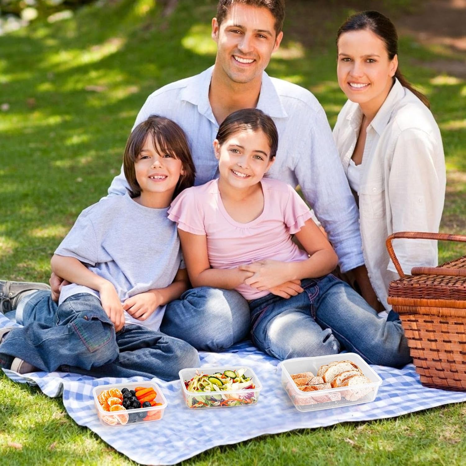 [3 Pcs] Food Storage Containers with Lids Airtight - Bpa-Free, 100% Leak-Proof,Meal Prep Containers for Kitchen Storage and Organization, Dishwasher & Microwave, Freezer Safe(Rectangle)