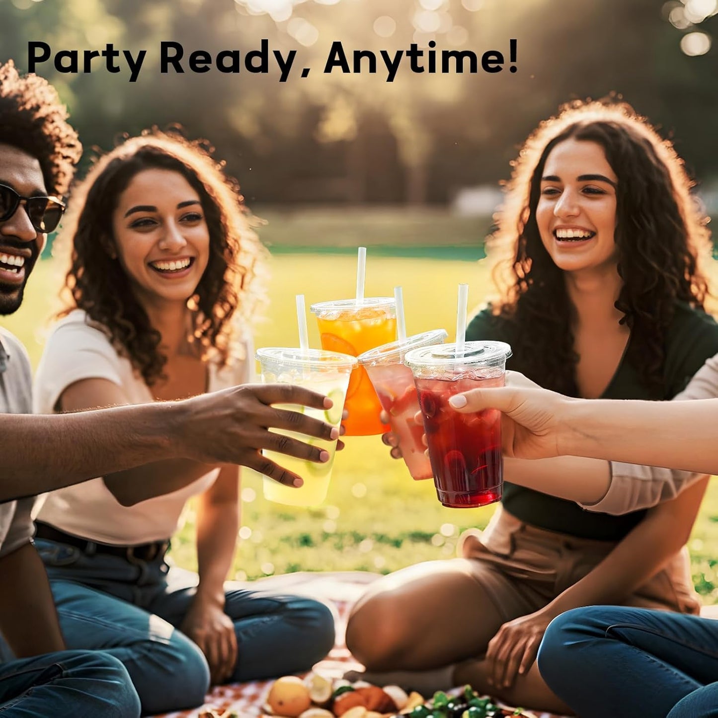 16 Oz Plastic Cups with Lids and Straws, 50 Pack, Disposable Iced Coffee Cups with Lids, Clear Cups with Lids for Cold Drinks, Iced Tea, Milkshakes, Smoothies - Durable & BPA Free