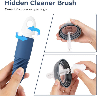 Bottle Brush Cleaner, Long Flexible Handle Bottle Brush Scrub for Water Bottles, Glasswares, Tumblers, Travel Coffee Mugs, 2 Pack