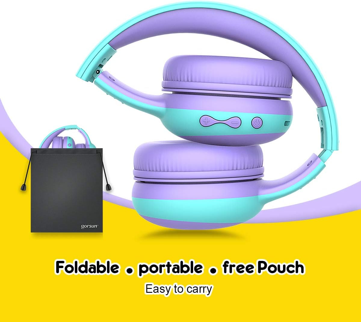 Kids Bluetooth Headphones, Portable Wireless Headset for Kids, Bluetooth 5.3, Over-Ear Cat Ear Toddler Headphones with Microphone, 85Db Volume Limited, AUX Cord,40 Hours Playtime(Purple)