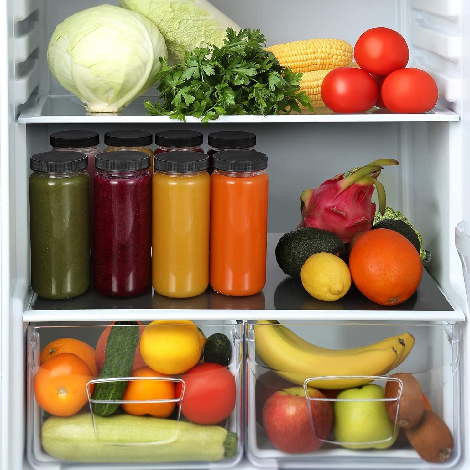 [ 8 Pack ] Glass Juicing Bottles with 2 Straws & 2 Lids W Hole- 16 OZ Travel Drinking Jars, Water Cups with Black Airtight Lids, Reusable Tall Mason Jar for Juice, Bubble Tea, Smoothie, Tea, Kombucha