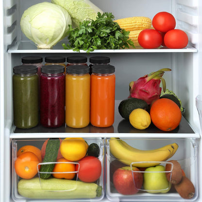 [ 8 Pack ] Glass Juicing Bottles with 2 Straws & 2 Lids W Hole- 16 OZ Travel Drinking Jars, Water Cups with Black Airtight Lids, Reusable Tall Mason Jar for Juice, Bubble Tea, Smoothie, Tea, Kombucha