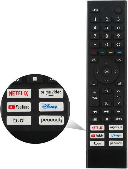For Hisense TV Remote Replacement, for Hisense Universal Remote, for Google 4K UHD Series Smart TV 65U8H 75U8H 50U6H 55U6H 65U6H 75U6H 43A6H 50A6H 55A6H 55U6K 65U7K 55U8K.