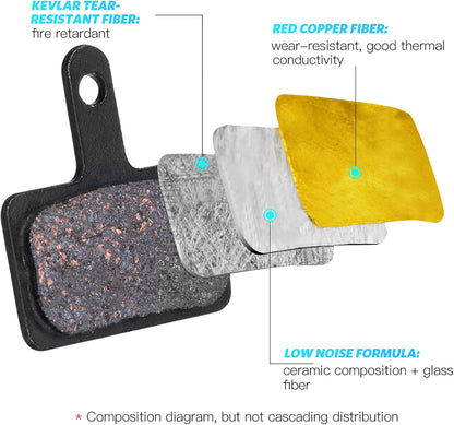 Bike Brake Pads, High-Performance Brake Pads, Disc Brake Pads & Spring (Semi-Metallic&Resin) for Mountain Bike Disc Brakes,Bike Pads Compatible with TRP Tektro Shimano Deore Br