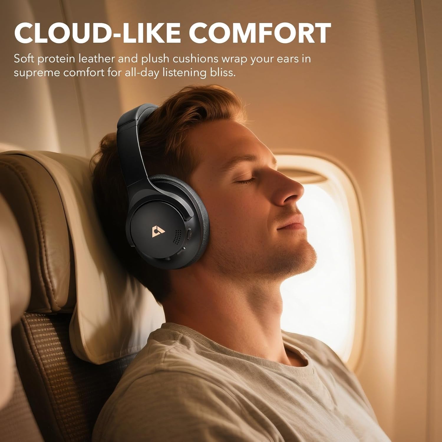 Y8+ Noise Cancelling Headphones Bluetooth, Wireless LDAC Hi-Res Audio, Custom EQ via App, 75H Playtime, Comfort Fit, over Ear Headphones Foldable for Airplane Travel Home Office Black