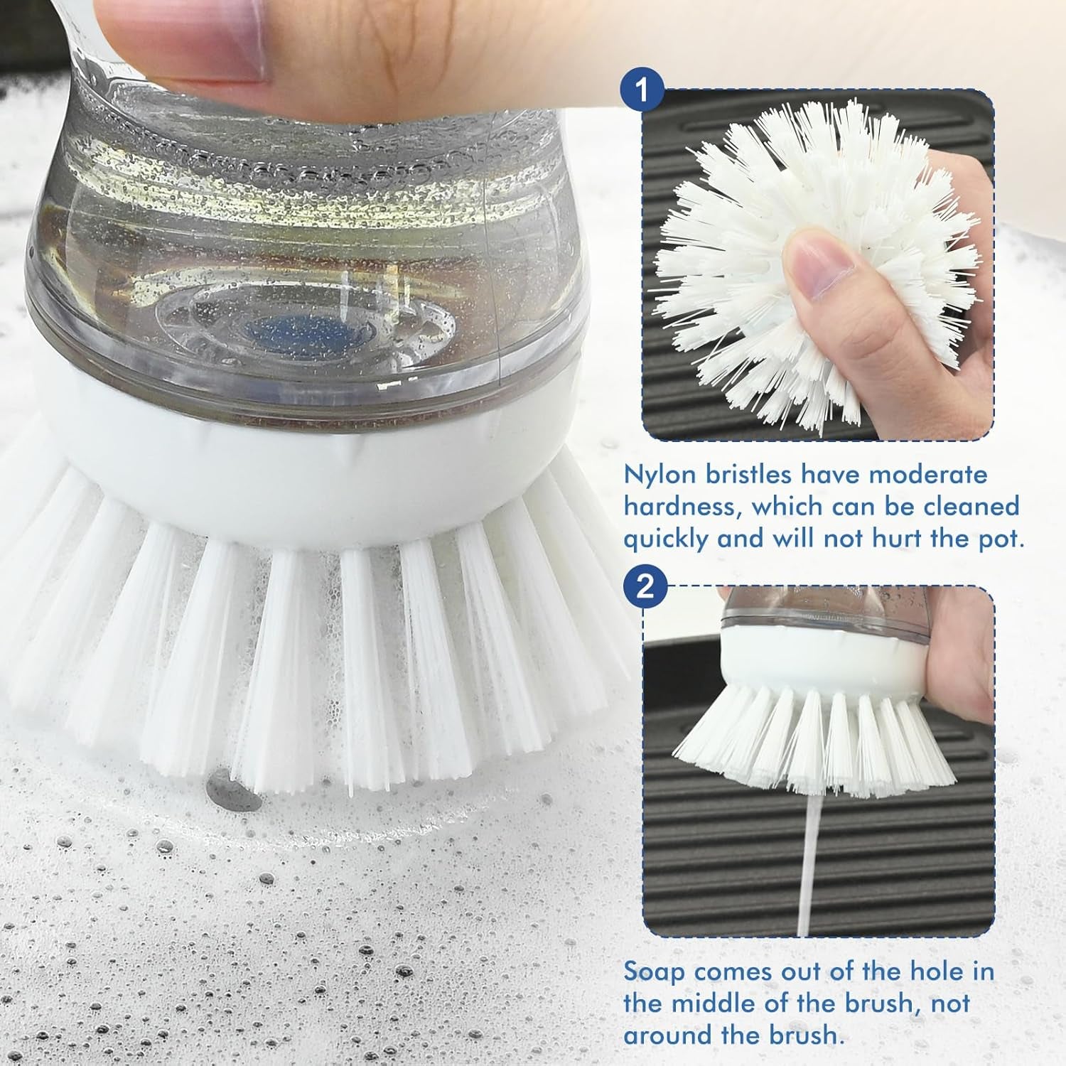 Palm Brush Refills for OXO Soap Dispensing Dish Brush - 4 Pack Cleaning Replacement Brush Head for OXO Palm Brush(White)