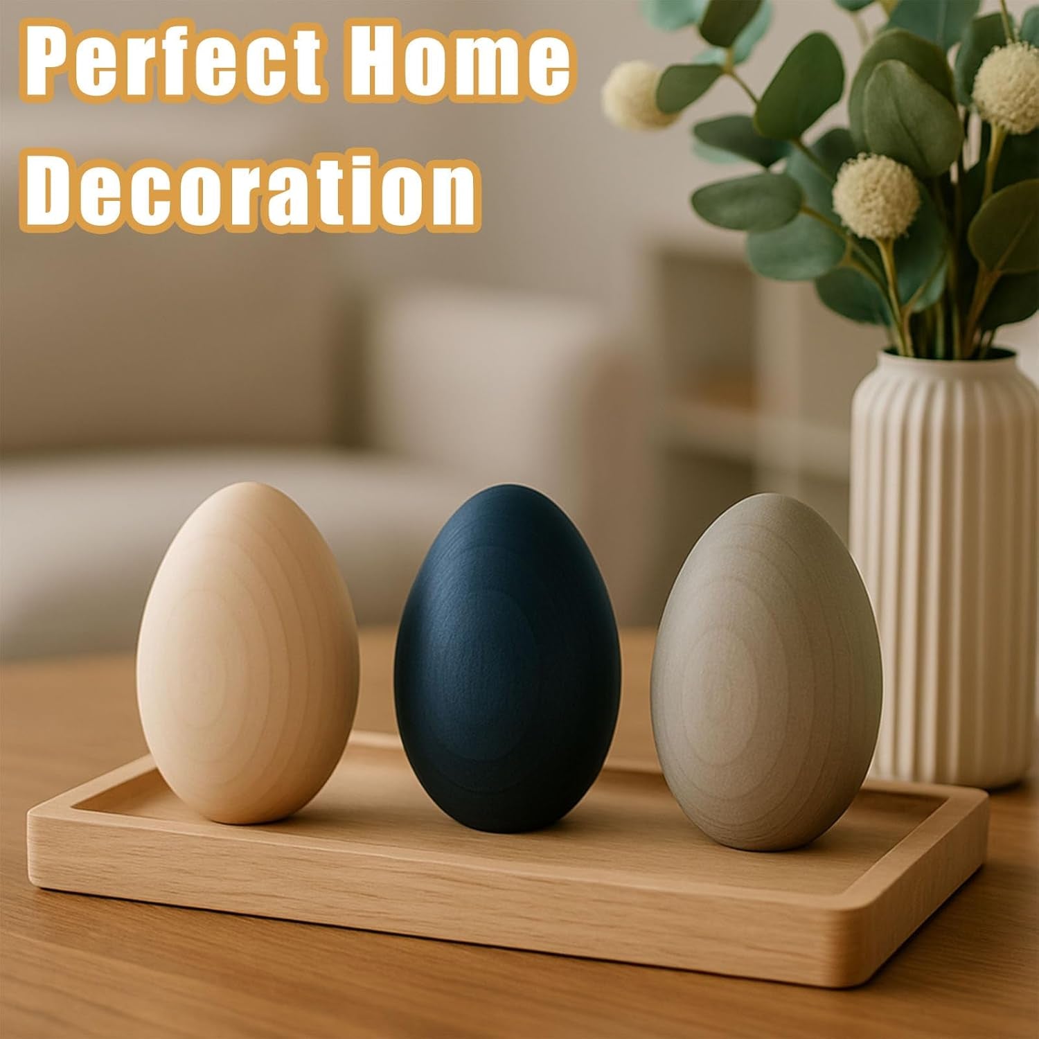 Wooden Fake Chicken Eggs, 8PCS 2.5" Unpainted Faux Wood Eggs for Encouraging Hens to Lay