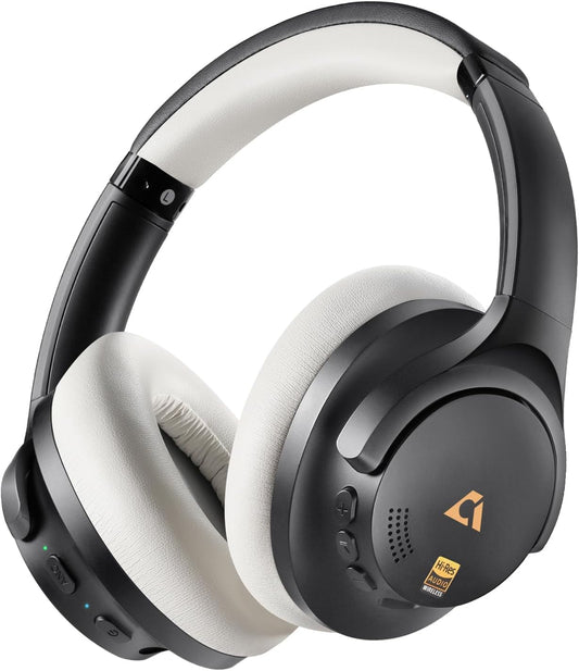 Y8+ Noise Cancelling Headphones Bluetooth, Wireless LDAC Hi-Res Audio, Custom EQ via App, 75H Playtime, Comfort Fit, over Ear Headphones Foldable for Airplane Travel Home Office Black Grey