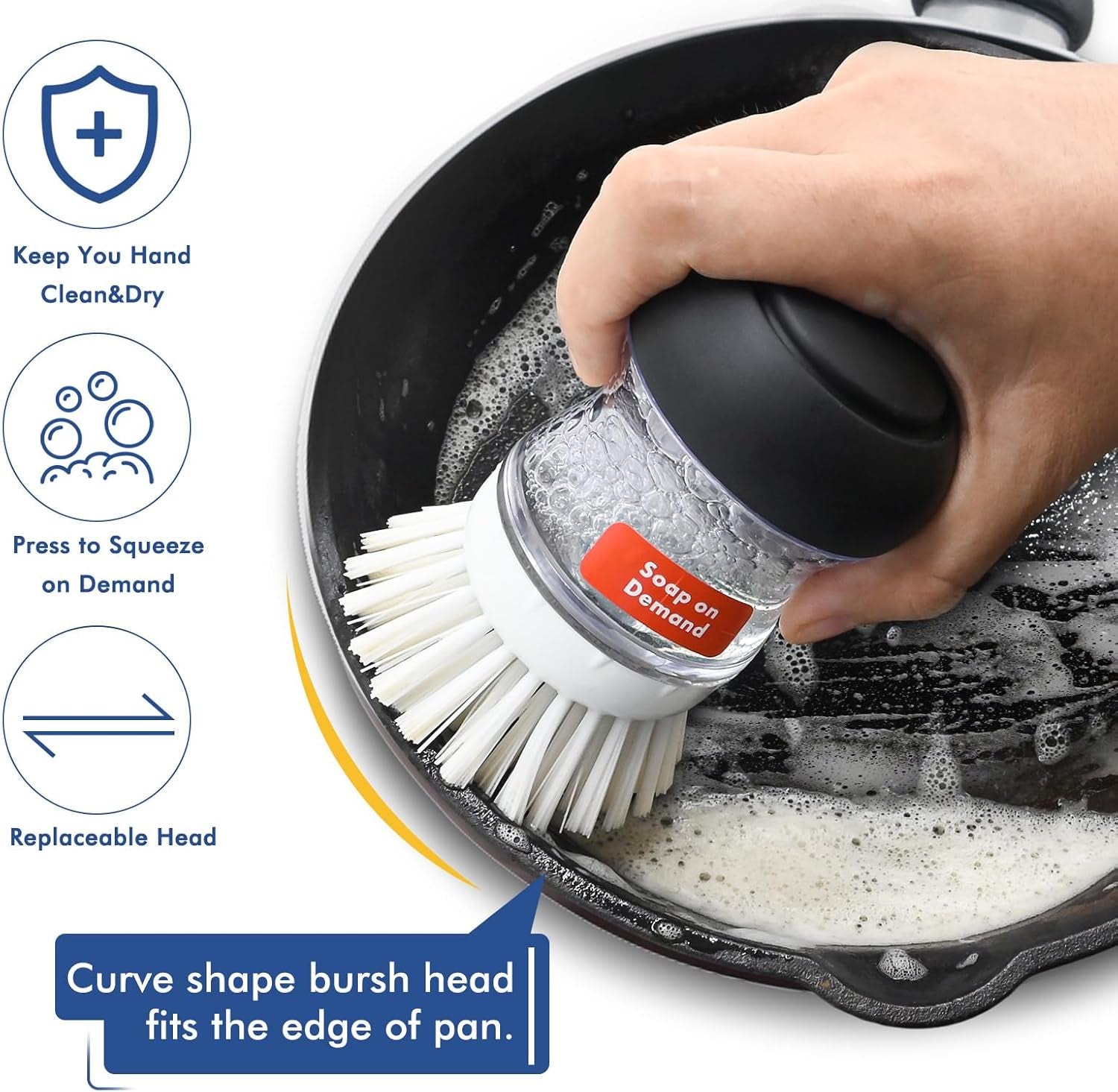 Palm Brush Refills for OXO Soap Dispensing Dish Brush - 4 Pack Cleaning Replacement Brush Head for OXO Palm Brush(White)