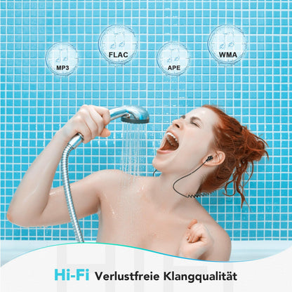 IPX8 Waterproof Mp3 Player with Screen, Multi-Functional Clip Music Player with Waterproof Headphones for Surfing Swimming Water Sports