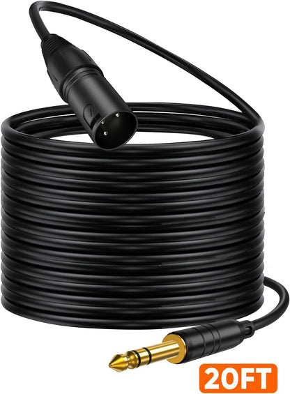 1/4" to XLR 20Ft,6.35Mm TRS to XLR Microphone Cord,Balanced Quarter Inch TRS Plug to 3-Pin XL R, 1/4 Inch X LR Mic Patch Cable