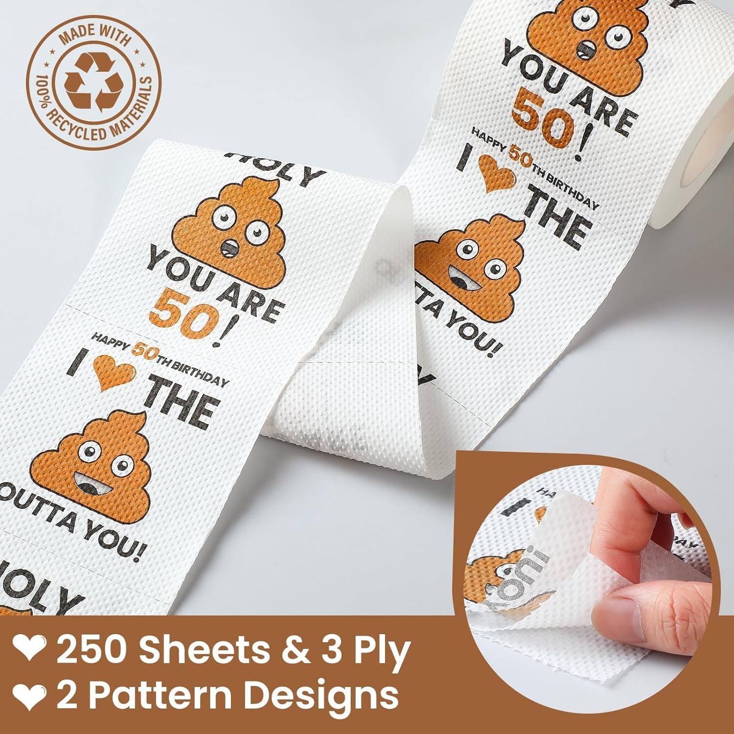 Can-Shaped Packaging - 50Th Birthday Gifts for Men Him Women Her Toilet Roll Paper - 50Th Birthday Decorations, Party Supplies Favors - 50 Years Old Funny Gag Gift Ideas, Bday Present for Friends