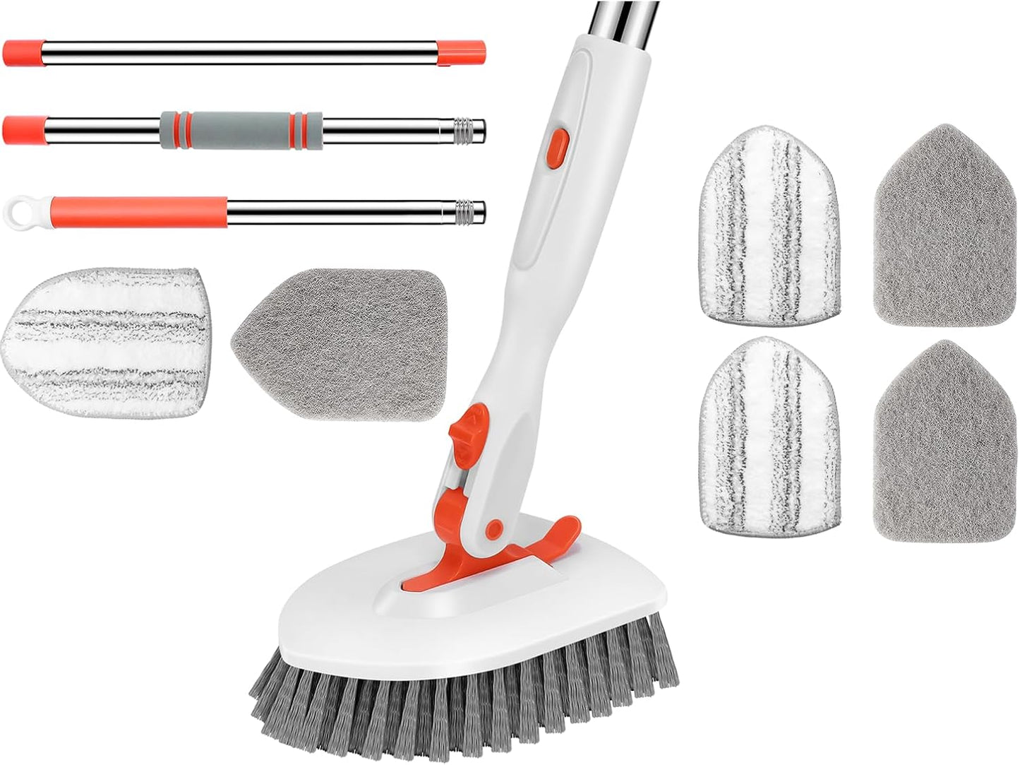 3-In-1 Tile Tub Floor Scrubber+Scouring Pads Microfiber Cloth Refill 4 Pack for Cleaning Bathroom Kitchen Walls Tub Tiles Sink