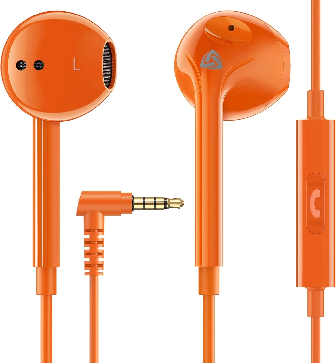 Zenith Wired Earbuds In-Ear Headphones, 2 Years Warranty, Earphones with Microphone, Corded for 3.5Mm Jack Ear Buds for Iphone, Samsung, Computer, Laptop, Kids, School Students, Woman - Orange