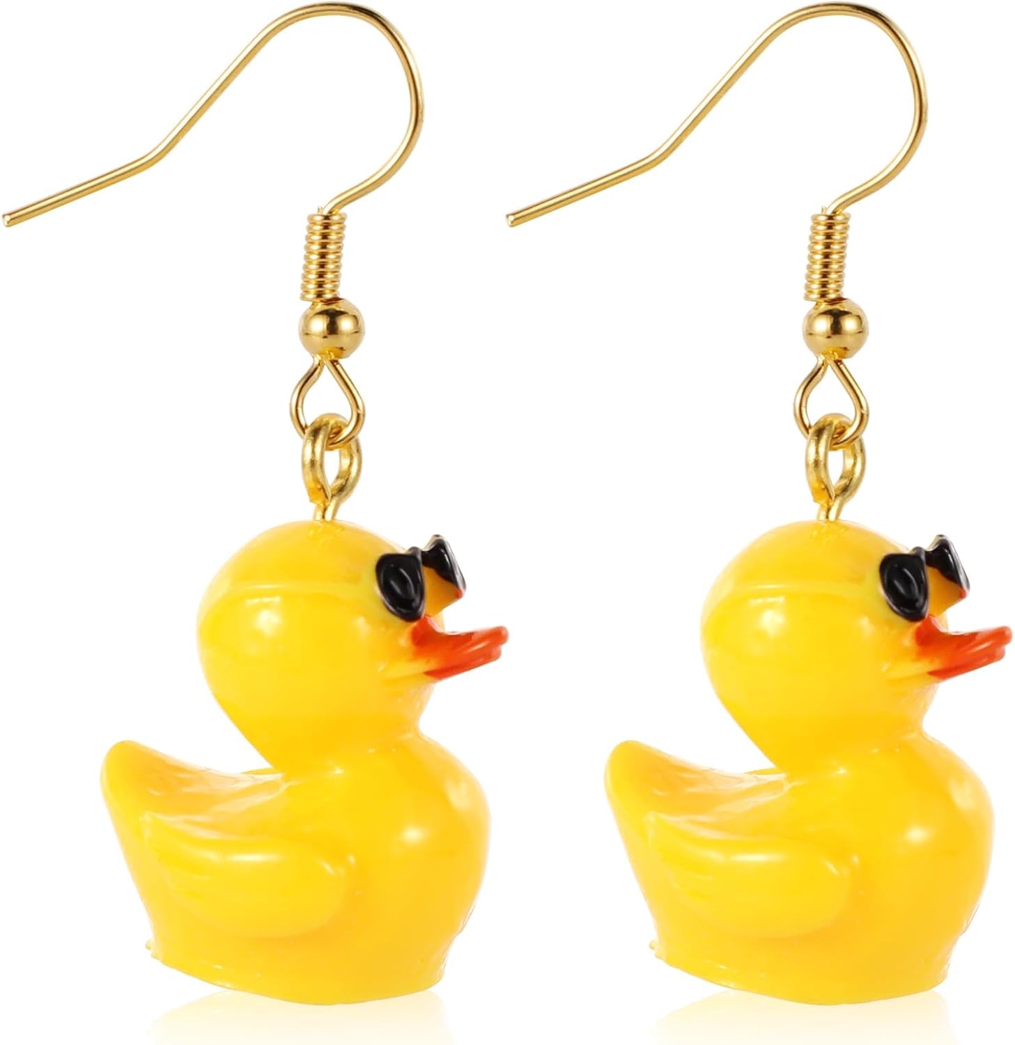 Yellow Duck Earrings - Cute Acrylic Duck Dangle Drop Earrings with Glasses for Women & Girls