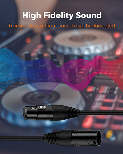 XLR to XLR Cable 6FT, X LR Male to X LR Female Microphone Cable, Balanced 3 PIN Compatible with Shure SM Microphone, Behringer, Speaker Systems, Radio Station and More, Black