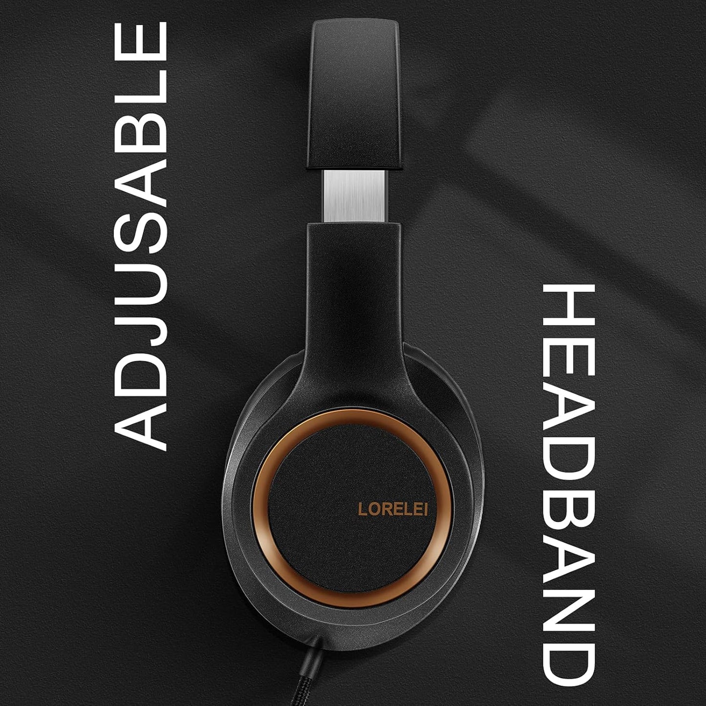X8 Over-Ear Wired Headphones with Microphone with 1.45M-Tangle-Free Nylon Line&3.5Mm Plug,Lightweight Foldable & Portable Headphones for Smartphone,Tablet,Computer,Mp3/4(Black-Gold)