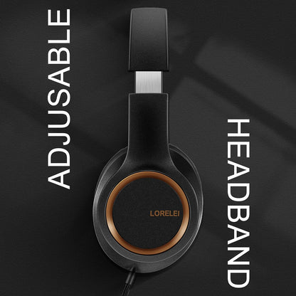 X8 Over-Ear Wired Headphones with Microphone with 1.45M-Tangle-Free Nylon Line&3.5Mm Plug,Lightweight Foldable & Portable Headphones for Smartphone,Tablet,Computer,Mp3/4(Black-Gold)
