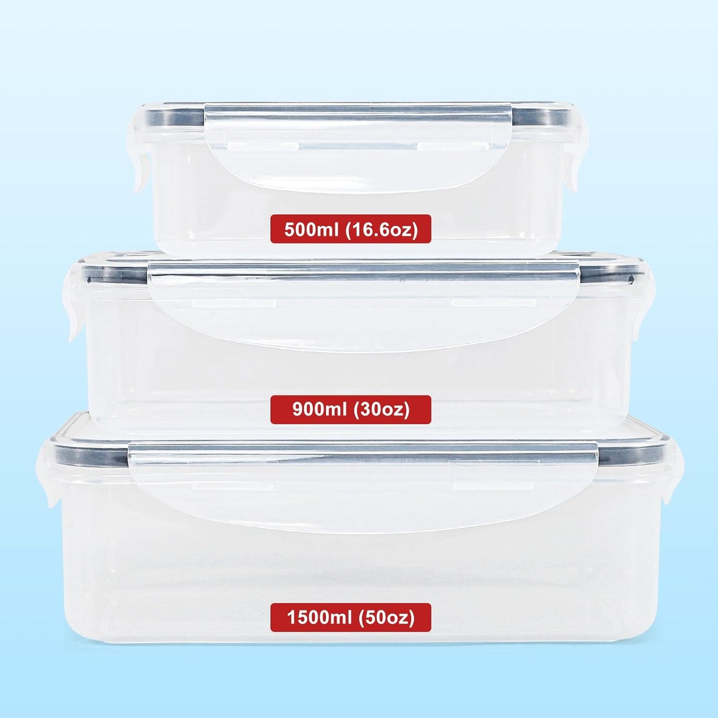 [3 Pcs] Food Storage Containers with Lids Airtight - Bpa-Free, 100% Leak-Proof,Meal Prep Containers for Kitchen Storage and Organization, Dishwasher & Microwave, Freezer Safe(Rectangle)
